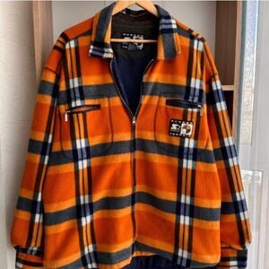 Starter Men's Vibrant Orange Plaid Jacket Size L